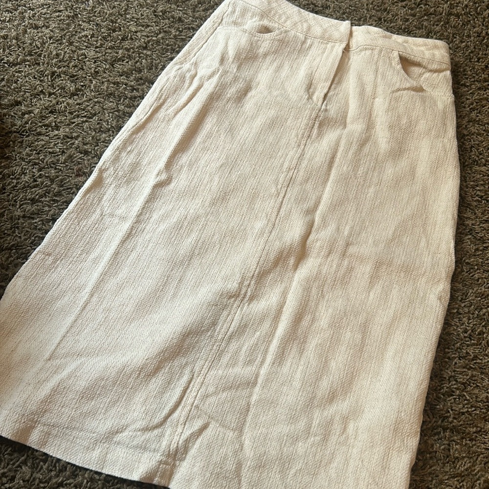 Lartigent 100% Cotton Creme Textured MIDI Skirt